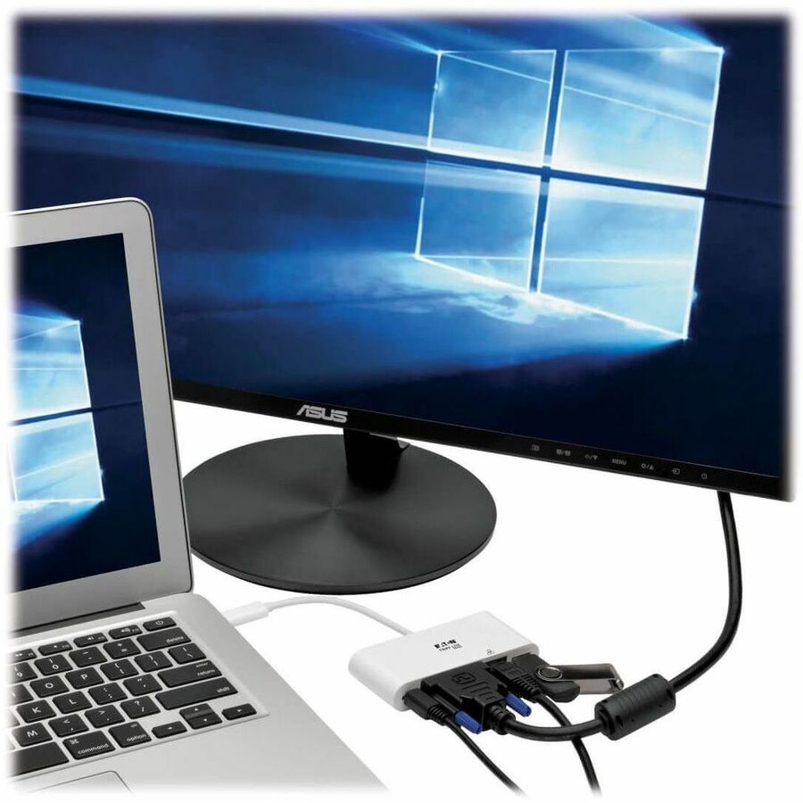 Eaton Tripp Lite Series USB-C Multiport Adapter, DVI, USB 3.x (5Gbps) Hub Port, Gbe and PD Charging, White — U444-06N-DGU-C