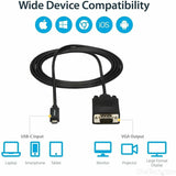 StarTech.com 6ft/2m USB C to VGA Cable - 1920x1200/1080p USB Type C DP Alt Mode to VGA Video Monitor Adapter Cable -Works w/ Thunderbolt 3 — CDP2VGAMM2MB