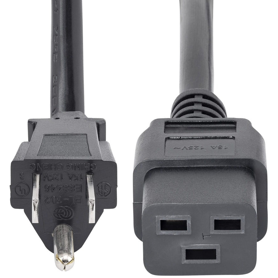 StarTech.com 10ft (3m) Heavy Duty Power Cord, NEMA 5-15P to C19, 15A 125V, 14AWG, Computer Power Cord, Heavy Gauge Power Cable — PXT515191410