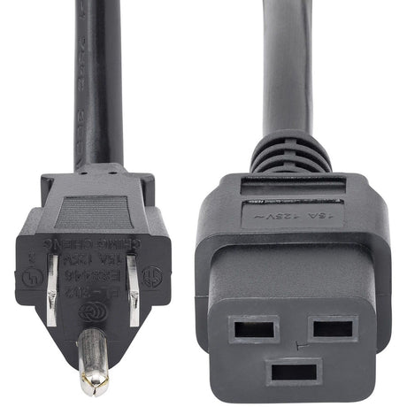 StarTech.com 10ft (3m) Heavy Duty Power Cord, NEMA 5-15P to C19, 15A 125V, 14AWG, Computer Power Cord, Heavy Gauge Power Cable — PXT515191410