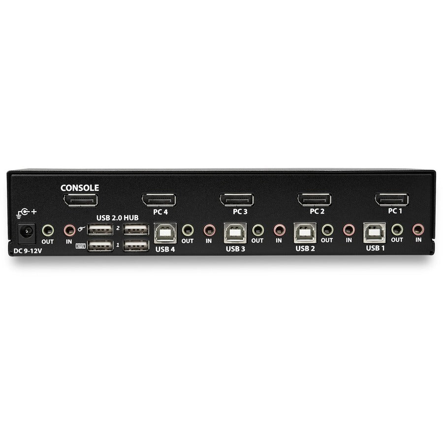 StarTech.com 4 Port DisplayPort KVM Switch - 4K 60Hz - Single Display - UHD DP 1.2 USB KVM Switch with USB 2.0 Hub & Audio - TAA Compliant — SV431DPUA2