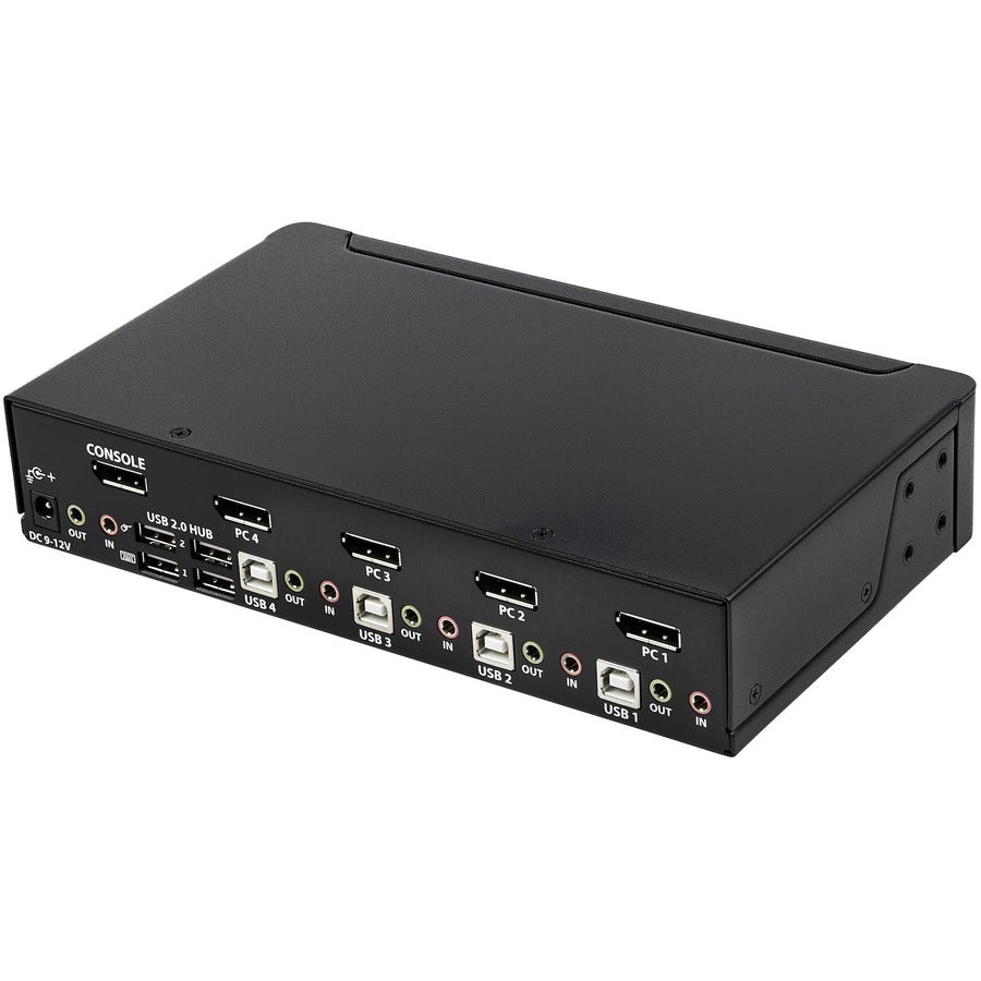 StarTech.com 4 Port DisplayPort KVM Switch - 4K 60Hz - Single Display - UHD DP 1.2 USB KVM Switch with USB 2.0 Hub & Audio - TAA Compliant — SV431DPUA2