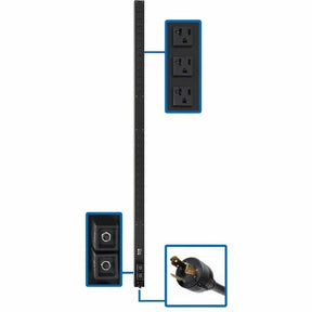 Eaton Tripp Lite Series 2.9kW 120V Single-Phase Basic PDU - 24 NEMA 5-15/20R Outlets, L5-30P Input, 10 ft. Cord, 63.75 in. 0U Rack — PDUV30