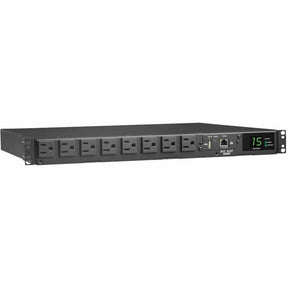 Eaton Tripp Lite Series 1.44kW 120V Single-Phase ATS/Monitored PDU - 8 NEMA 5-15R Outlets, Dual 5-15P Inputs, 12 ft. Cords, 1U, TAA — PDUMNH15AT1