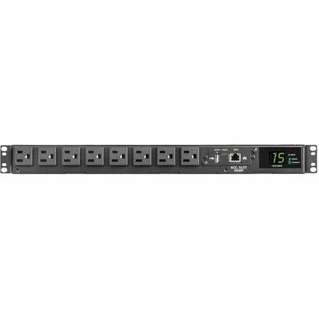 Eaton Tripp Lite Series 1.44kW 120V Single-Phase ATS/Monitored PDU - 8 NEMA 5-15R Outlets, Dual 5-15P Inputs, 12 ft. Cords, 1U, TAA — PDUMNH15AT1