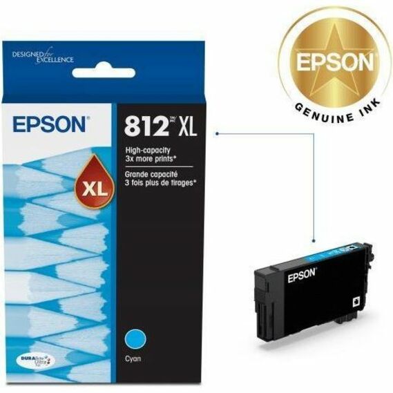 Epson DURABrite Ultra T812 Original High Yield Inkjet Ink Cartridge - Cyan - 1 Each — T812XL220-S