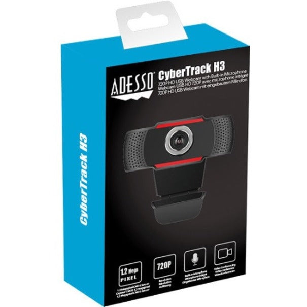 Adesso CyberTrack CyberTrack H3 Webcam - 1.3 Megapixel - 30 fps - Black, Red - USB 2.0 — CyberTrack H3