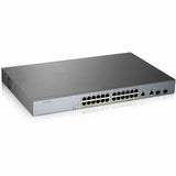 ZYXEL GS1350-26HP 24-Port Gigabit Smart Nebula Cloud Managed PoE Switch | 24 PoE+ Ports at 375W with 2 SFP Uplinks — GS1350-26HP