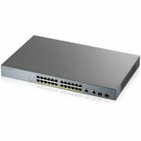 ZYXEL GS1350-26HP 24-Port Gigabit Smart Nebula Cloud Managed PoE Switch | 24 PoE+ Ports at 375W with 2 SFP Uplinks — GS1350-26HP