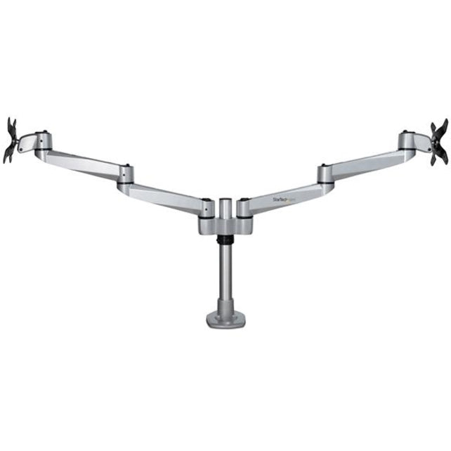 StarTech.com Desk Mount Dual Monitor Arm, Premium Articulating Desktop VESA Mount up to 27" (17.6lb/8kg) Displays, Height Adjustable — ARMDUALPS