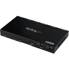 StarTech.com 2-Port HDMI Splitter (1x2), 4K 60Hz UHD HDMI 2.0 Audio Video Splitter w/ Scaler and Audio Extractor, EDID Copy, TV/Projector — ST122HD20S