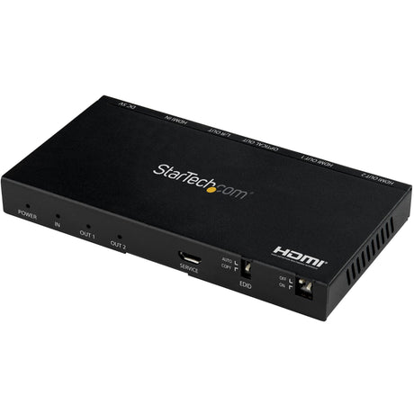 StarTech.com 2-Port HDMI Splitter (1x2), 4K 60Hz UHD HDMI 2.0 Audio Video Splitter w/ Scaler and Audio Extractor, EDID Copy, TV/Projector — ST122HD20S