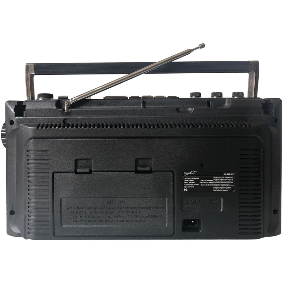 Supersonic 4 Band Radio & Cassette Player + Cassette To Mp3 Converter & Bluetooth — SC-3201BTBLACK