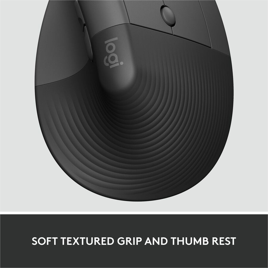 Logitech Lift for Business, Vertical Ergonomic Mouse, Wireless, Bluetooth, Logi Bolt USB, Quiet clicks, Graphite — 910-006491