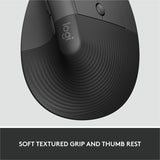 Logitech Lift for Business, Vertical Ergonomic Mouse, Wireless, Bluetooth, Logi Bolt USB, Quiet clicks, Graphite — 910-006491