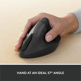 Logitech Lift for Business, Vertical Ergonomic Mouse, Wireless, Bluetooth, Logi Bolt USB, Quiet clicks, Graphite — 910-006491