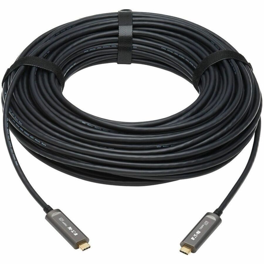 Eaton Tripp Lite Series USB-C AOC Cable (M/M) - USB 3.2 Gen 2 (10 Gbps) Plenum-Rated Fiber Active Optical Cable - Data Only, Black, 30 m (98 ft.) — U420F-30M-D3