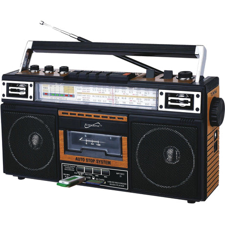 Supersonic 4 Band Radio & Cassette Player + Cassette To Mp3 Converter & Bluetooth — SC-3201BTWOOD
