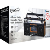 Supersonic 4 Band Radio & Cassette Player + Cassette To Mp3 Converter & Bluetooth — SC-3201BTWOOD