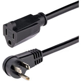 StarTech.com 6ft (2m) Power Extension Cord, Right Angle NEMA 5-15P to NEMA 5-15R, 13A 125V, 16AWG, Black, Flat Outlet Extension Cable — RFX-6F-POWER-CORD