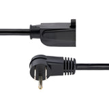 StarTech.com 6ft (2m) Power Extension Cord, Right Angle NEMA 5-15P to NEMA 5-15R, 13A 125V, 16AWG, Black, Flat Outlet Extension Cable — RFX-6F-POWER-CORD