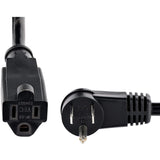 StarTech.com 6ft (2m) Power Extension Cord, Right Angle NEMA 5-15P to NEMA 5-15R, 13A 125V, 16AWG, Black, Flat Outlet Extension Cable — RFX-6F-POWER-CORD