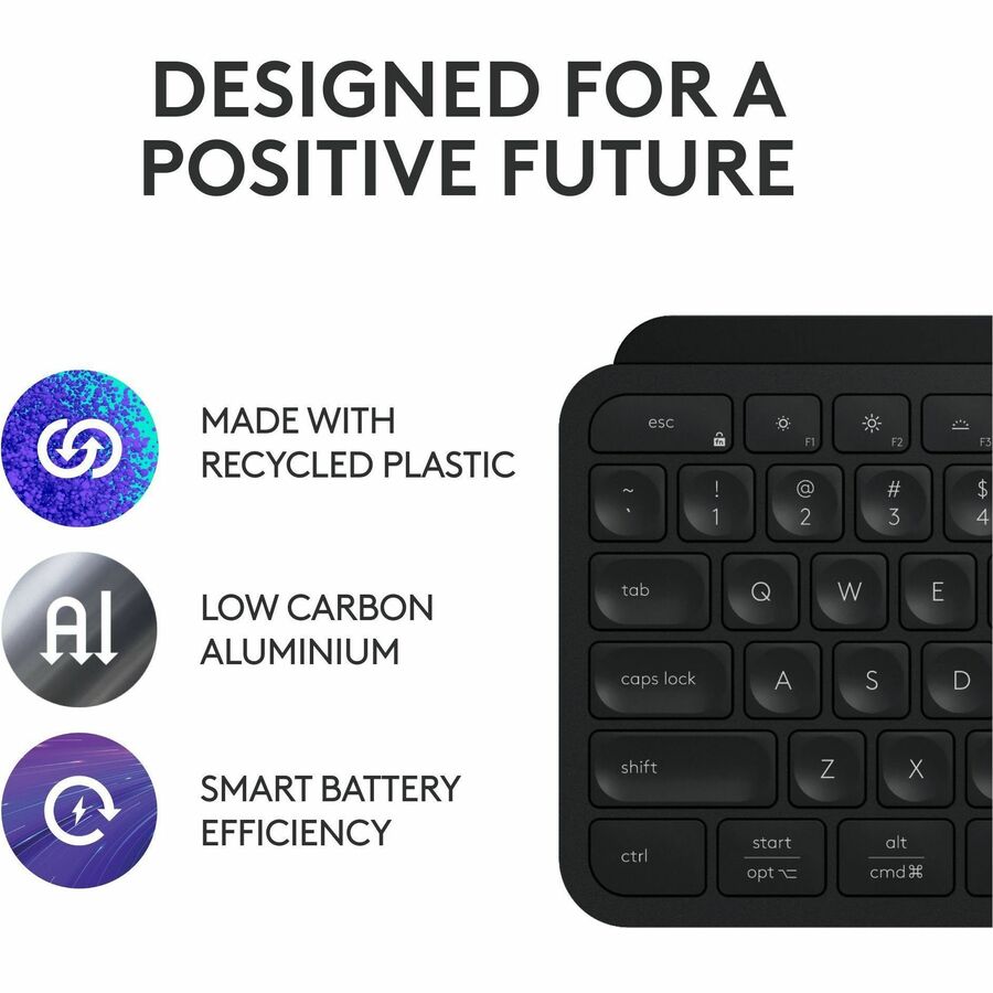 Logitech MX Keys S Wireless Keyboard, Low Profile, Fluid Precise Quiet Typing, USB C Rechargeable, Black — 920-011406