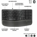 Logitech Wave Keys for Business, Wireless Ergonomic Keyboard with Cushioned Palm Rest, Logi Bolt, Graphite — 920-012058