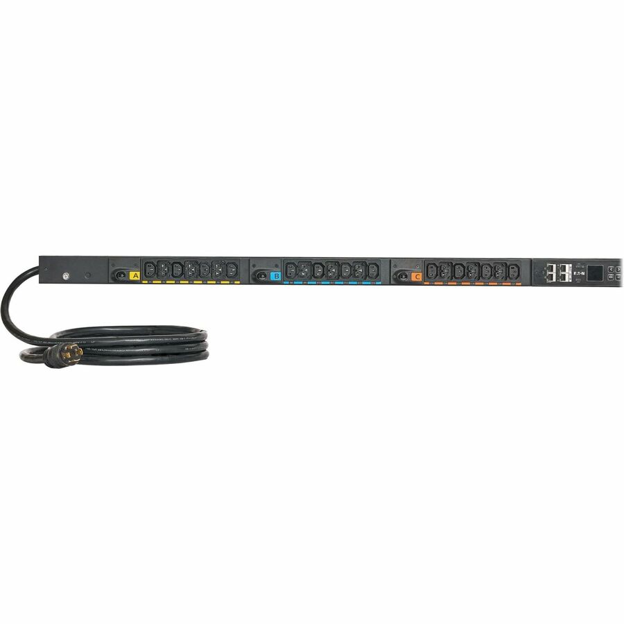 Eaton 3-Phase Metered Input Rack PDU G4, 208V, 42 Outlets, 24A, 8.6kW, L15-30 Input, 10 ft. Cord, 0U Vertical — EVMI1530X