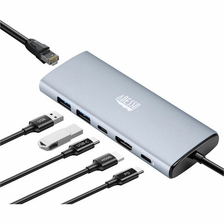 Adesso AUH-4035 7 in 1 Docking Station, Supports USB C to x1 4K HDMI, 3x USB-A 3.2, 1x PD, 1x Micro SD, 1x SD Card — AUH-4035