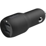 Belkin BoostCharge Dual USB-A Car Charger 24W (USB-A to Lightning Cable included) — CCD001bt1MBK