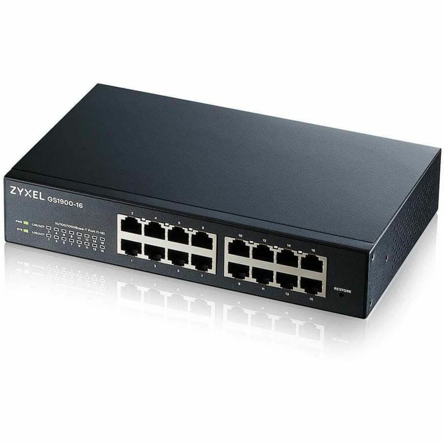 ZYXEL GS1900-16 REV 03F 16-Port Gigabit Smart Managed Switch | Fanless — GS1900-16 Rev 03F