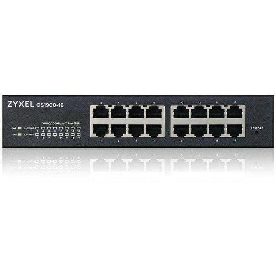 ZYXEL GS1900-16 REV 03F 16-Port Gigabit Smart Managed Switch | Fanless — GS1900-16 Rev 03F