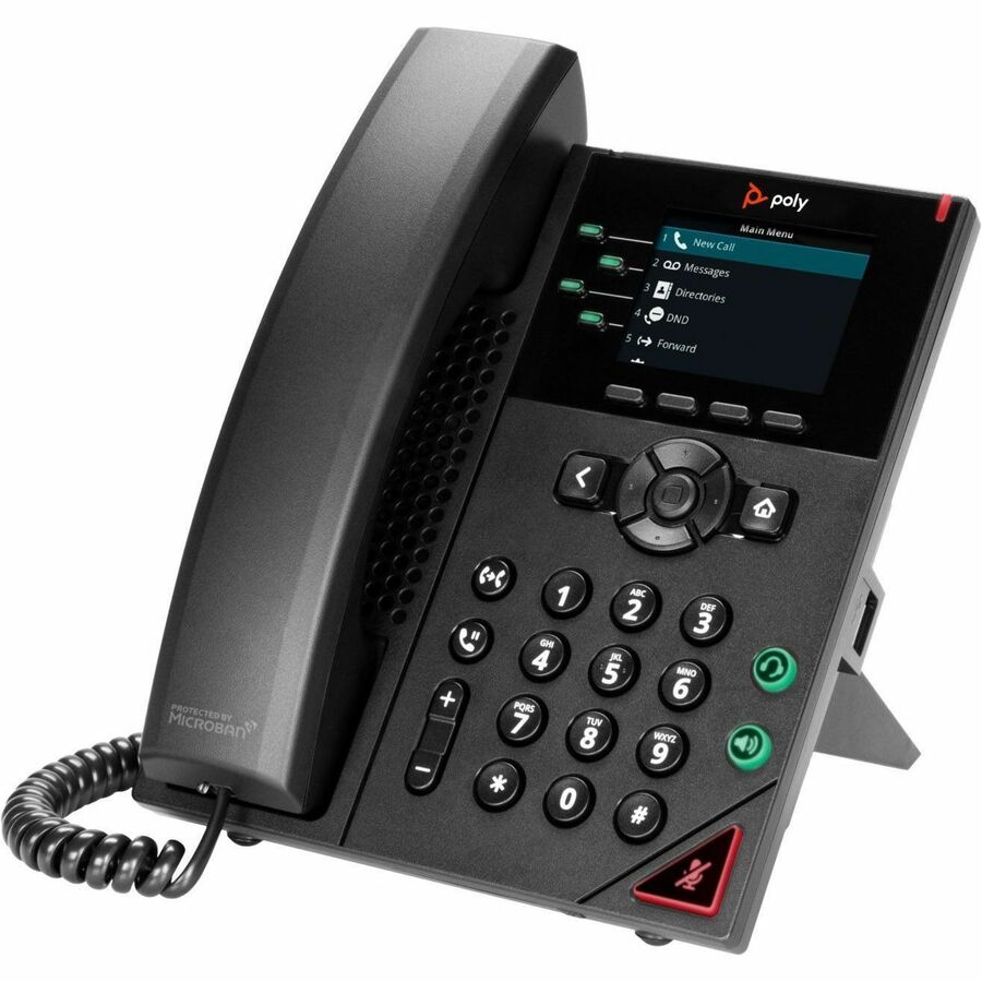 Poly VVX 250 IP Phone - Corded - Corded - Desktop, Wall Mountable - Black — 89B62AA#AC3
