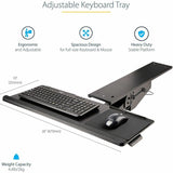 StarTech.com Under Desk Keyboard Tray, Height Adjustable Keyboard and Mouse Tray (10" x 26"), Ergonomic Computer Keyboard Tray w/Mouse Pad — KBTRAYADJ2