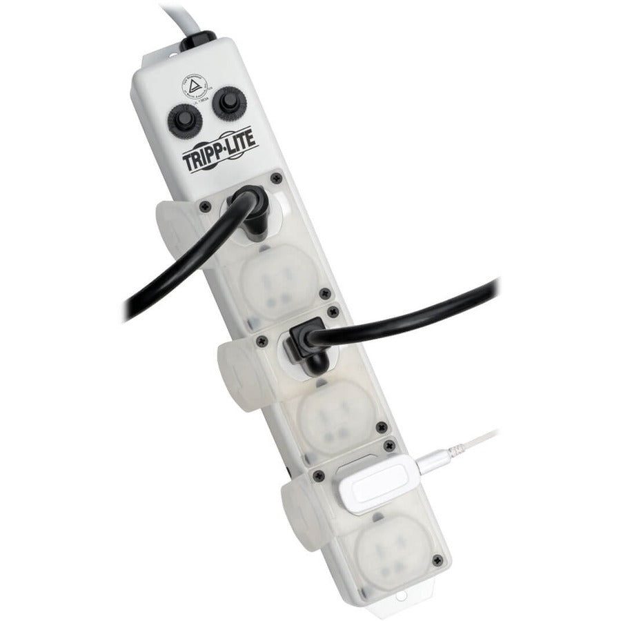 Eaton Tripp Lite Series Safe-IT UL 1363A Medical-Grade Power Strip for Patient Care Vicinities, 6 Hospital-Grade Outlets, Load Monitor, Safety Covers, Antimicrobial, 15 ft. (4.6 m) Cord — PS-615-HG-OEMLM