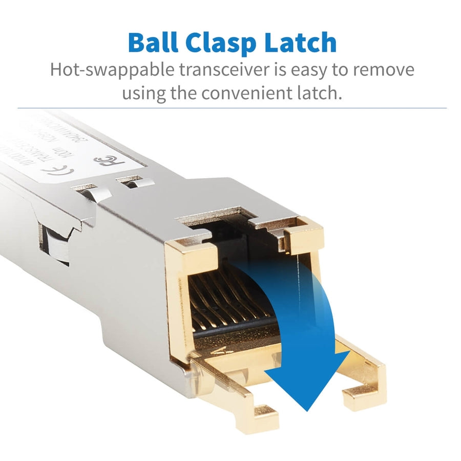 Eaton Tripp Lite Series Cisco-Compatible GLC-TE SFP Transceiver - 10/100/1000Base-TX, Copper, RJ45, Cat6, 328.08 ft. (100 m) — N286-01GLC-TE