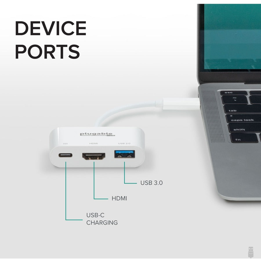 Plugable USB C to HDMI Multiport Adapter, 3-in-1 USB C Hub with 4K HDMI Output, USB 3.0 and USB-C Charging Port — USBC-MD103