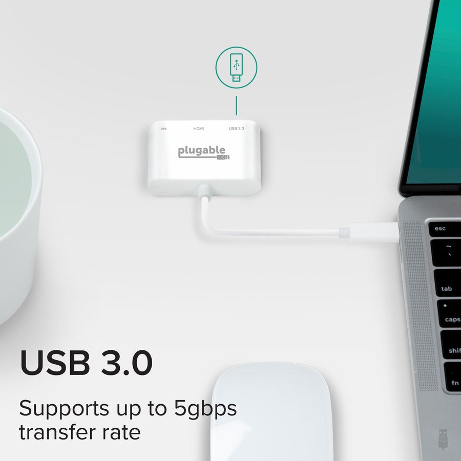 Plugable USB C to HDMI Multiport Adapter, 3-in-1 USB C Hub with 4K HDMI Output, USB 3.0 and USB-C Charging Port — USBC-MD103