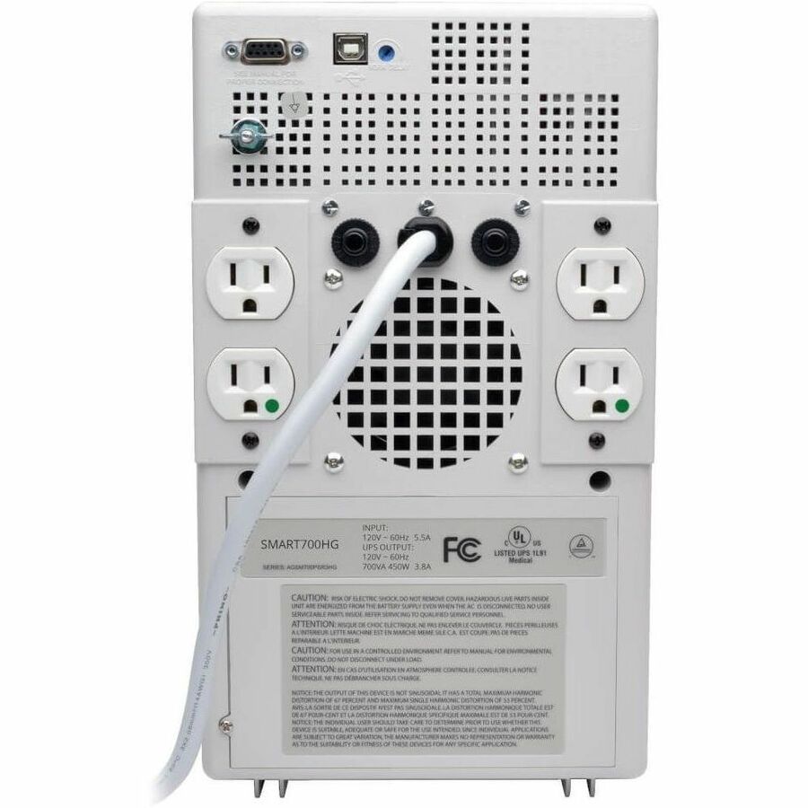 Eaton Tripp Lite Series SmartPro 120V 700VA 450W Medical-Grade Line-Interactive Tower UPS with 4 Outlets, Full Isolation, USB, DB9 — SMART700HG