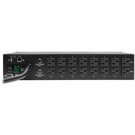 Eaton 2.9kW Single-Phase Switched PDU - LX Interface, 120V Outlets (16 5-15/20R), 10 ft. (3.05 m) Cord with L5-30P, 2U, TAA — PDUMH30NET
