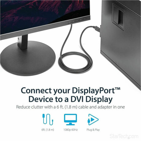 StarTech.com 6ft (1.8m) DisplayPort to DVI Cable, DisplayPort to DVI Adapter Cable, DP to DVI-D Converter, Replaced by DP2DVI2MM6 — DP2DVIMM6