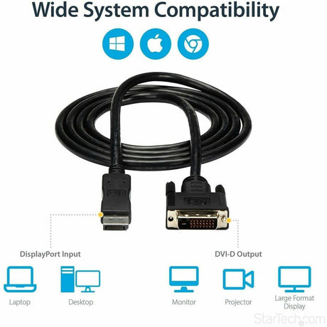 StarTech.com 6ft (1.8m) DisplayPort to DVI Cable, DisplayPort to DVI Adapter Cable, DP to DVI-D Converter, Replaced by DP2DVI2MM6 — DP2DVIMM6