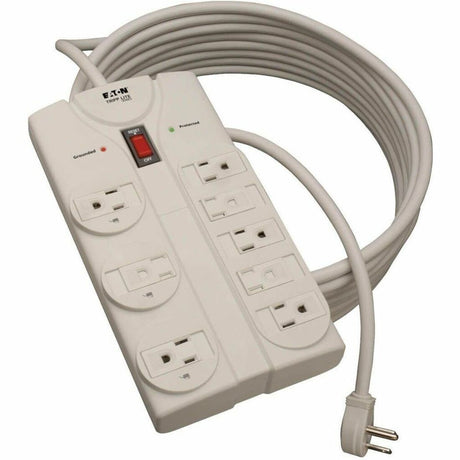 Eaton Tripp Lite Series Protect It! 8-Outlet Surge Protector, 25 ft. Cord with Right-Angle Plug, 1440 Joules, Diagnostic LEDs, Light Gray Housing — TLP825