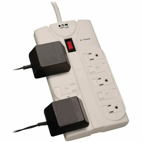 Eaton Tripp Lite Series Protect It! 8-Outlet Surge Protector, 25 ft. Cord with Right-Angle Plug, 1440 Joules, Diagnostic LEDs, Light Gray Housing — TLP825