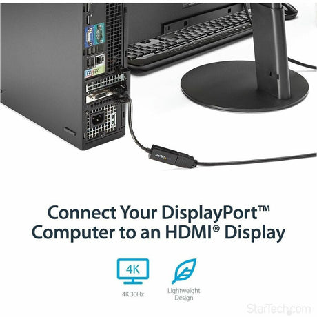 StarTech.com DisplayPort to HDMI Adapter, 4K 30Hz Active DP to HDMI Video Converter, Ultra HD DP 1.2 to HDMI 1.4 Monitor Adapter Dongle — DP2HD4KS
