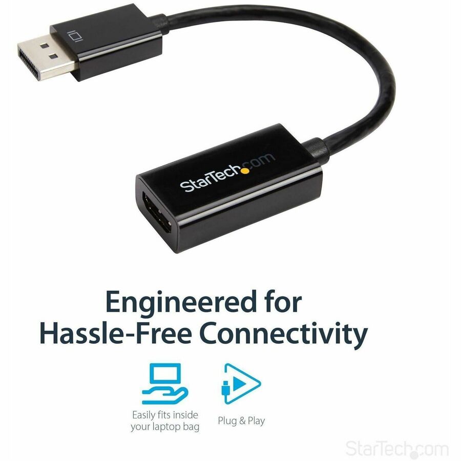 StarTech.com DisplayPort to HDMI Adapter, 4K 30Hz Active DP to HDMI Video Converter, Ultra HD DP 1.2 to HDMI 1.4 Monitor Adapter Dongle — DP2HD4KS