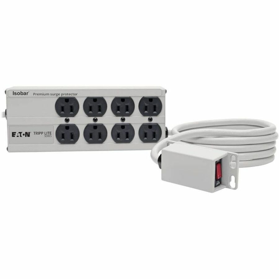 Eaton Tripp Lite Series Isobar 8-Outlet Surge Protector, 12 ft. Cord with Right-Angle Plug, 3840 Joules, Remote Master Switch, Metal Housing — IB8RM