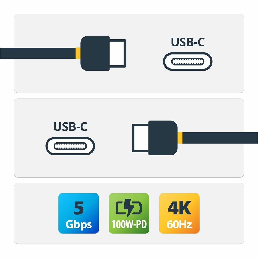StarTech.com 6 ft (1.8m) USB C to USB C Cable, 5A 100W PD 3.0, Certified Works With Chromebook, USB-IF Certified, M/M, USB 3.0 (5Gbps) — USB315C5C6