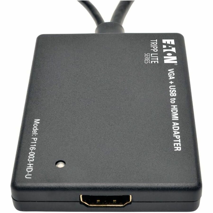 Eaton Tripp Lite Series VGA to HDMI Active Adapter Cable with Audio and USB Power (M/F), 1080p, 6 in. (15.2 cm) — P116-003-HD-U